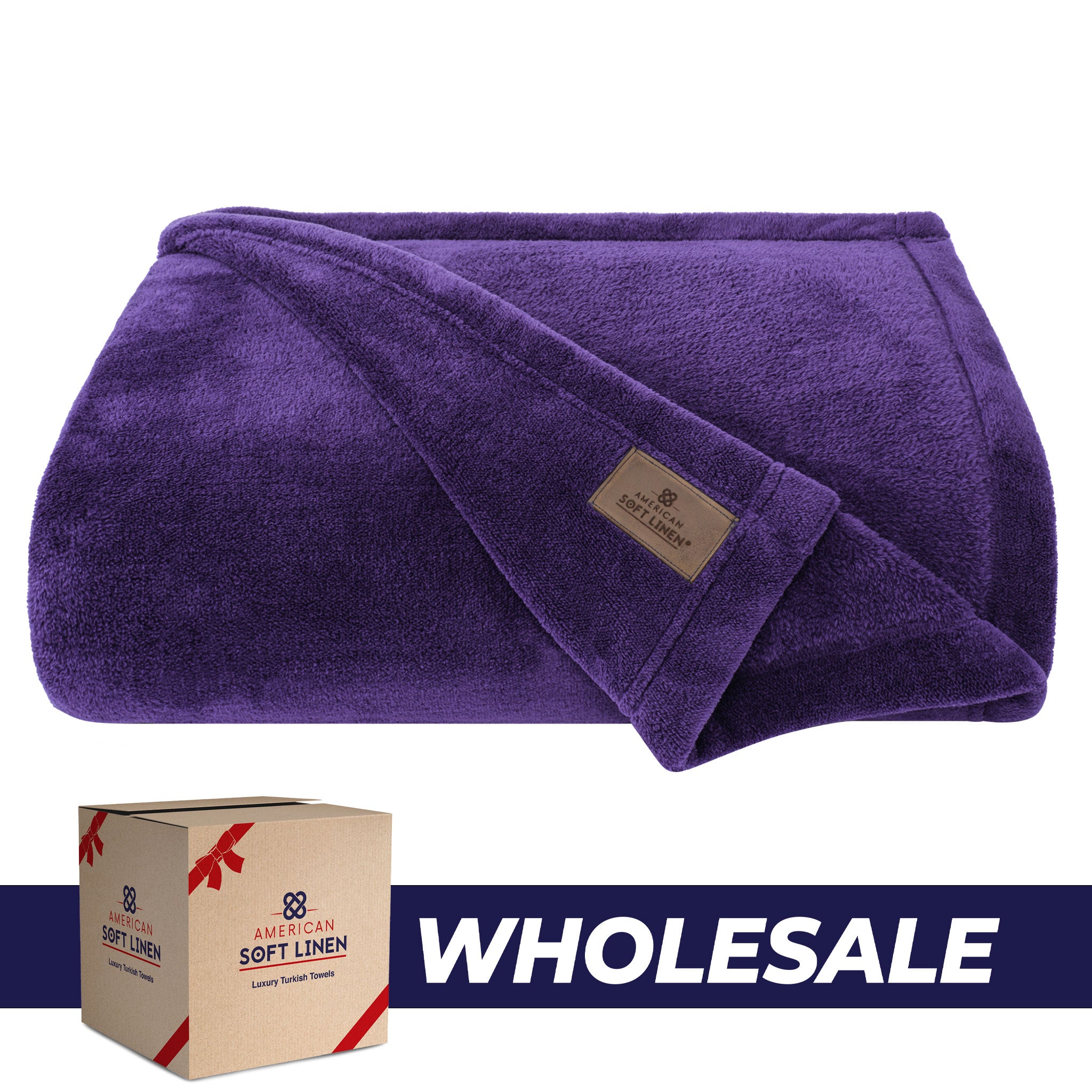 American Soft Linen - Bedding Fleece Blanket - Wholesale - 9 Set Case Pack - Queen Size 85x90 inches - Purple - 0