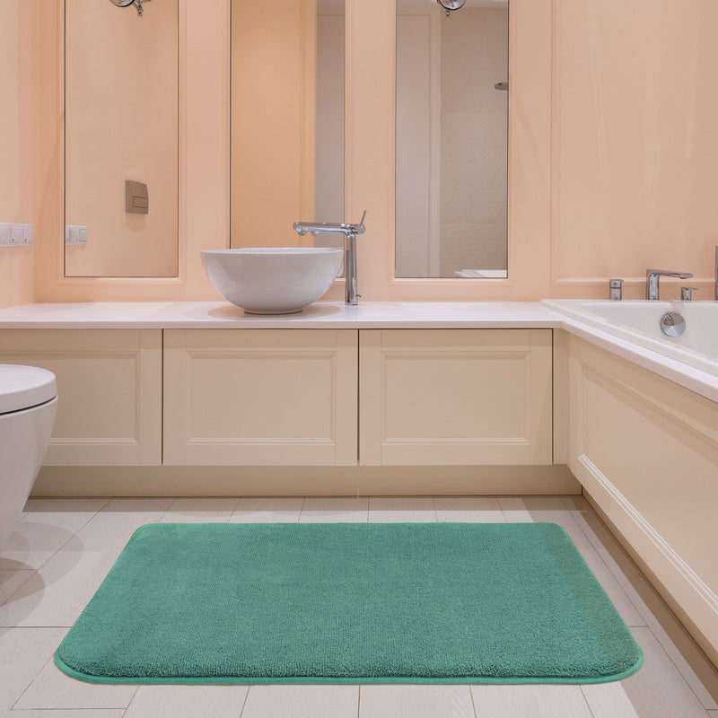 American Soft Linen - Fluffy Foamed Non-Slip Bath Rug-21x32 Inch - Colonial-Blue - 2
