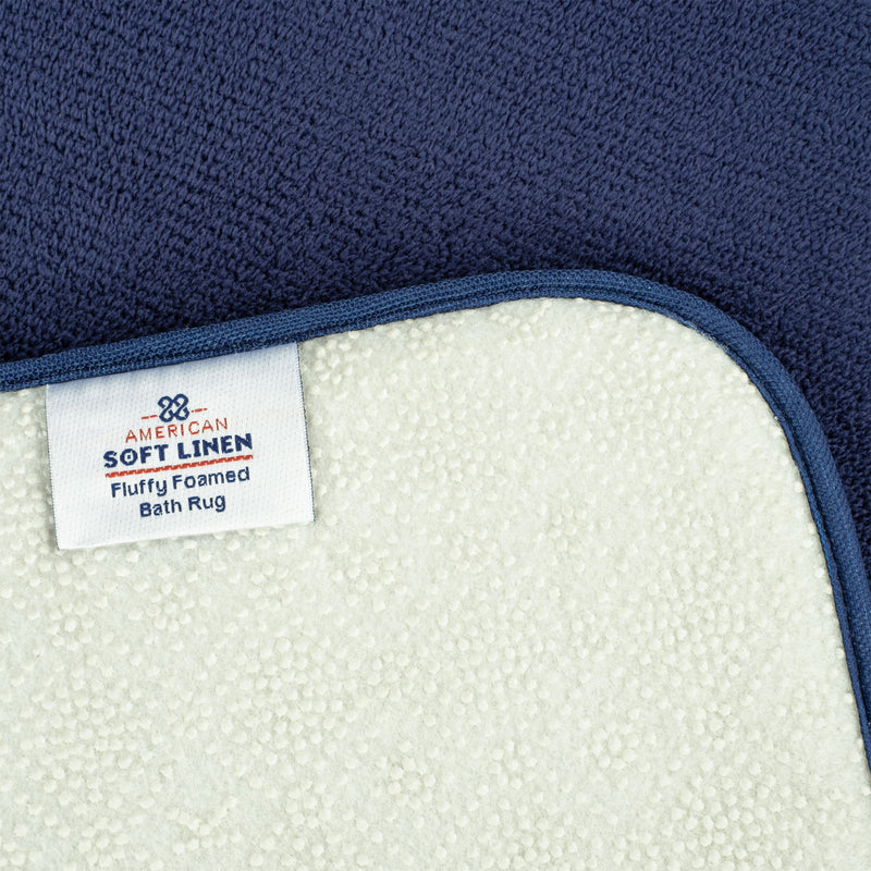 American Soft Linen - Fluffy Foamed Non-Slip Bath Rug-21x32 Inch - Navy-Blue - 4