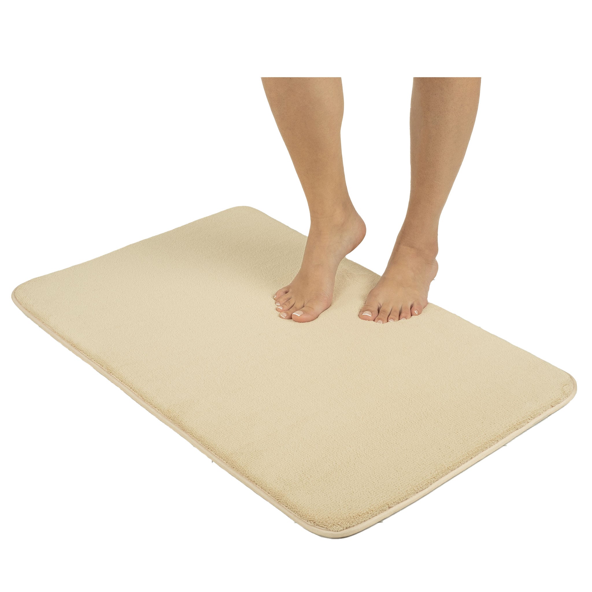 American Soft Linen - Fluffy Foamed Non-Slip Bath Rug-21x32 Inch - Sand-Taupe - 1