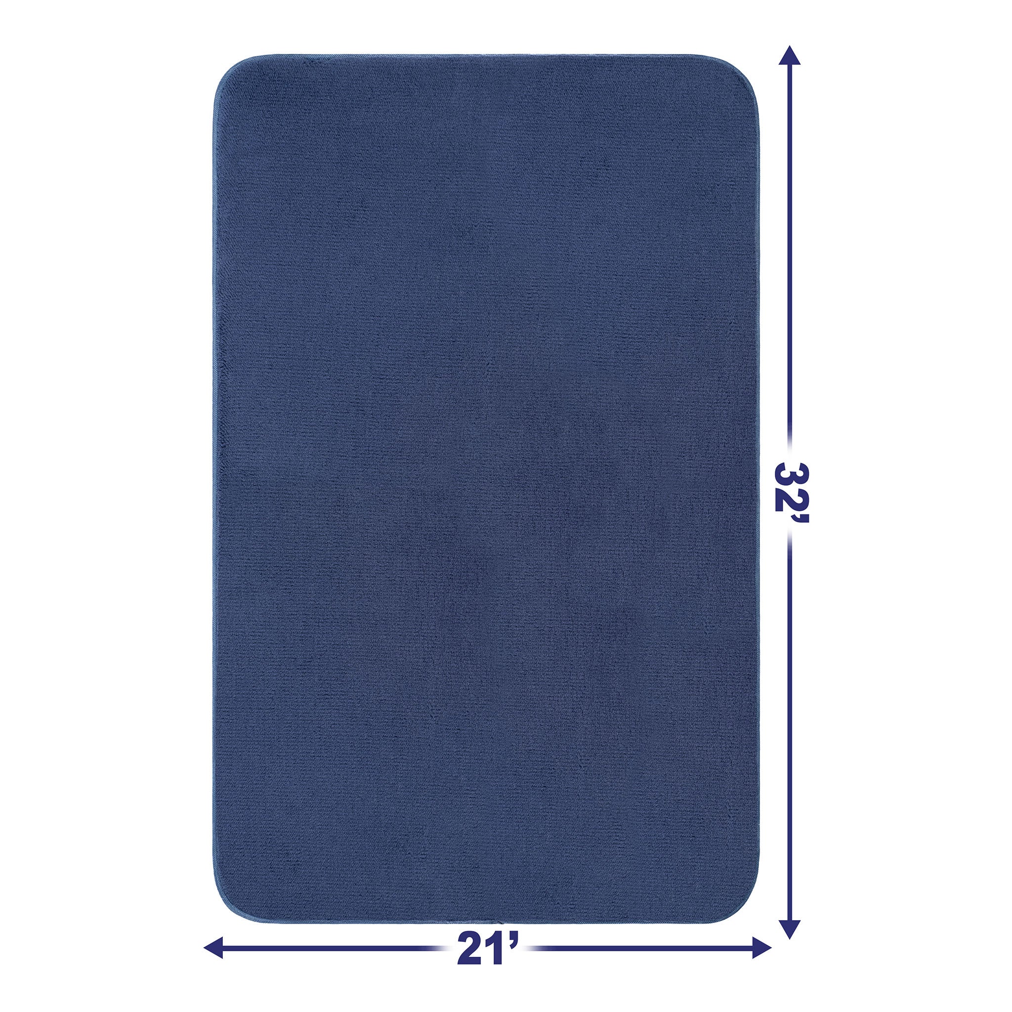 American Soft Linen - Fluffy Foamed Non-Slip Bath Rug 21x32 Inch -  18 Set Case Pack - Navy-Blue - 3