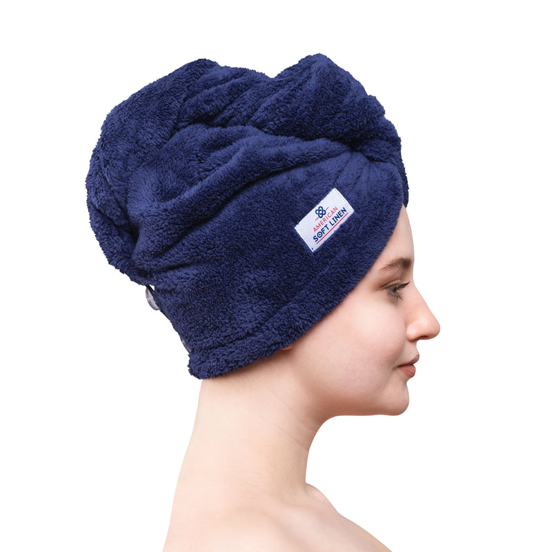 American Soft Linen - Hair Drying Towel - 1-PACKED - 90 Piece Case Pack - Navy-Blue - 2