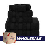 American Soft Linen - Salem 6 Piece Turkish Combed Cotton Luxury Bath Towel Set - 10 Set Case Pack - Black - 0