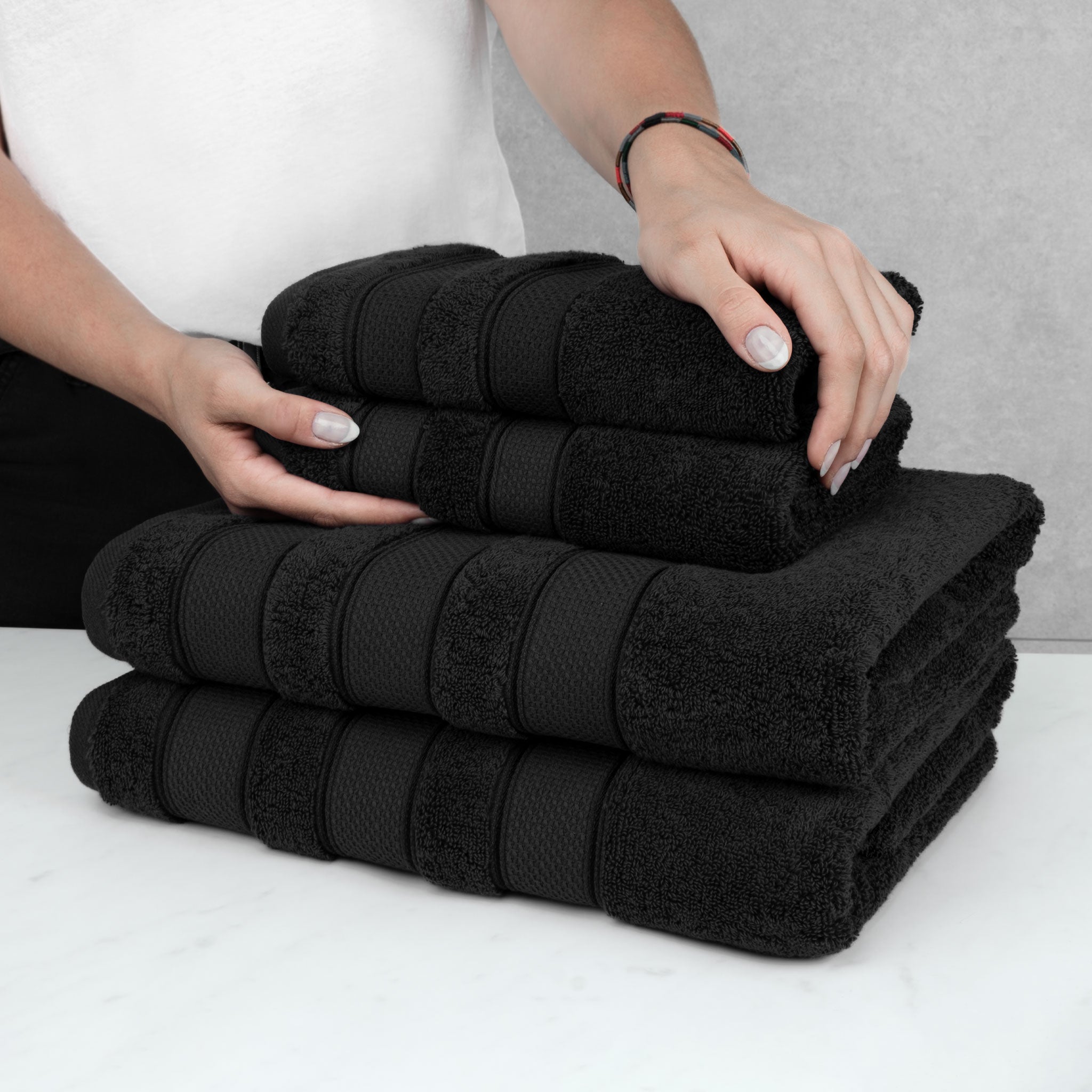 Salem 6 Piece 100 Turkish Combed Cotton Luxury Bath Towel Set 10