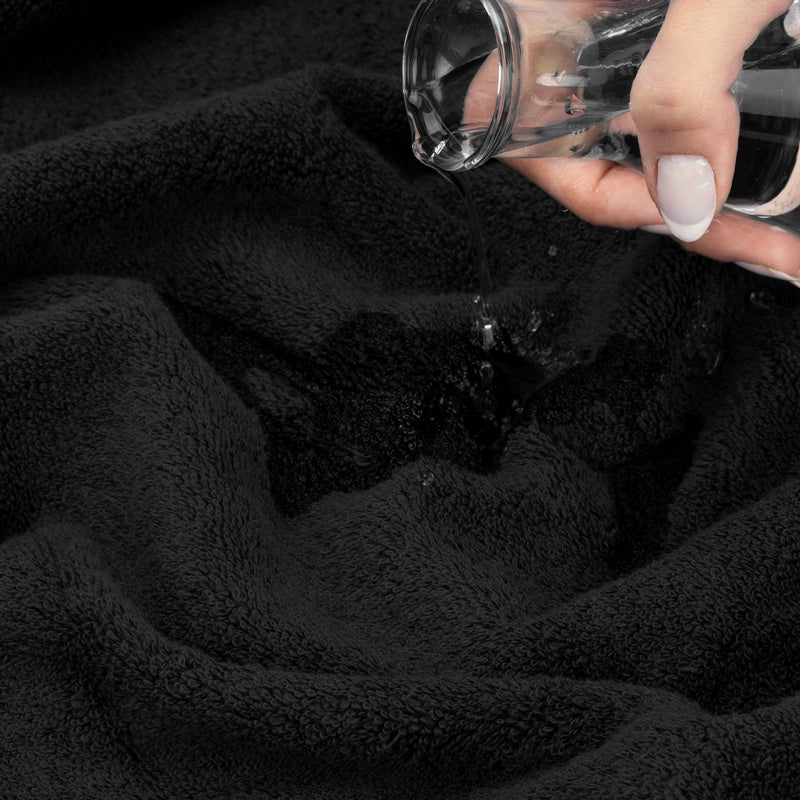American Soft Linen - Salem 6 Piece Turkish Combed Cotton Luxury Bath Towel Set - 10 Set Case Pack - Black - 7