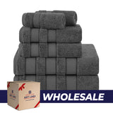 American Soft Linen - Salem 6 Piece Turkish Combed Cotton Luxury Bath Towel Set - 10 Set Case Pack - Gray - 0