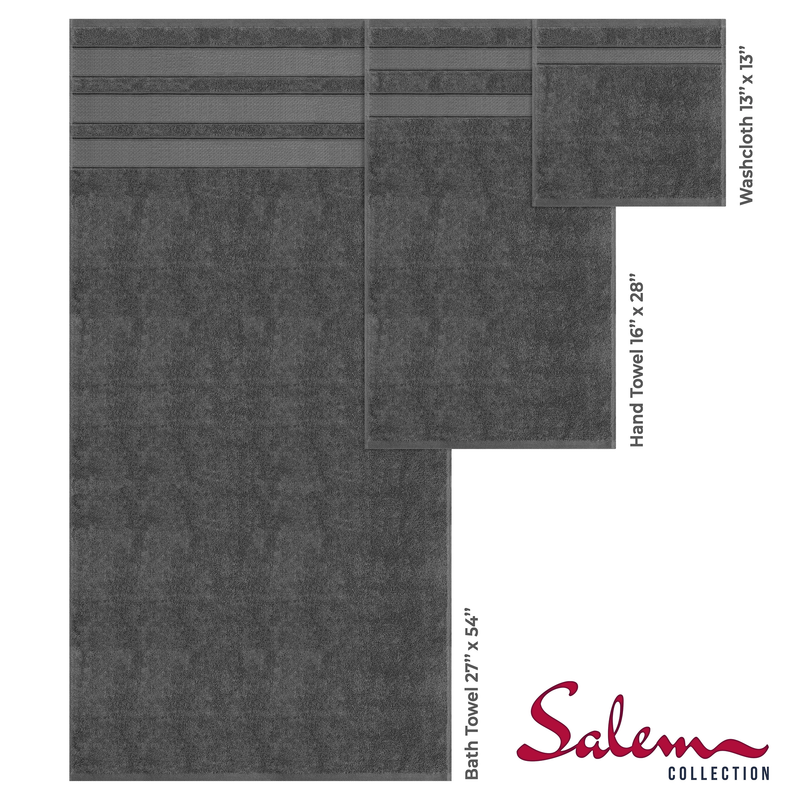 American Soft Linen - Salem 6 Piece Turkish Combed Cotton Luxury Bath Towel Set - 10 Set Case Pack - Gray - 4