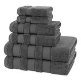American Soft Linen - Salem 6 Piece Turkish Combed Cotton Luxury Bath Towel Set - 10 Set Case Pack - Gray - 5