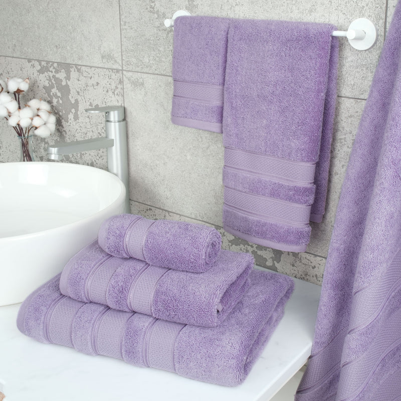 American Soft Linen - Salem 6 Piece Turkish Combed Cotton Luxury Bath Towel Set - 10 Set Case Pack - Lilac - 2