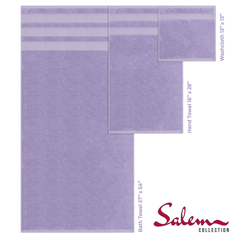 American Soft Linen - Salem 6 Piece Turkish Combed Cotton Luxury Bath Towel Set - 10 Set Case Pack - Lilac - 4
