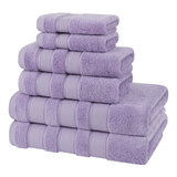 American Soft Linen - Salem 6 Piece Turkish Combed Cotton Luxury Bath Towel Set - 10 Set Case Pack - Lilac - 5