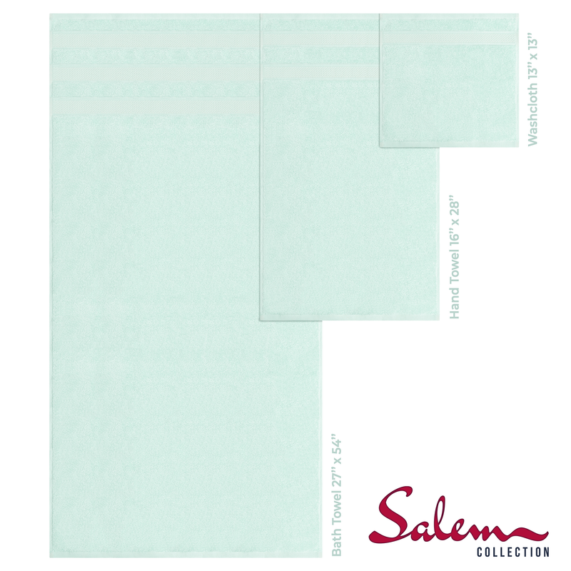 American Soft Linen - Salem 6 Piece Turkish Combed Cotton Luxury Bath Towel Set - 10 Set Case Pack - Mint - 4