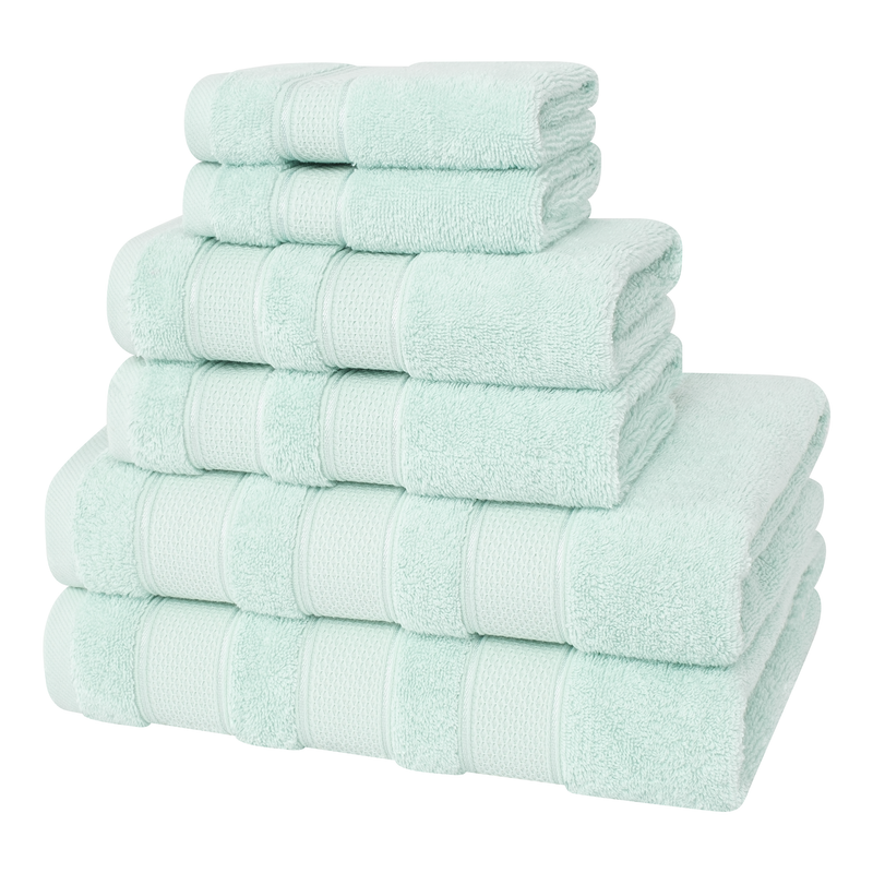 American Soft Linen - Salem 6 Piece Turkish Combed Cotton Luxury Bath Towel Set - 10 Set Case Pack - Mint - 5