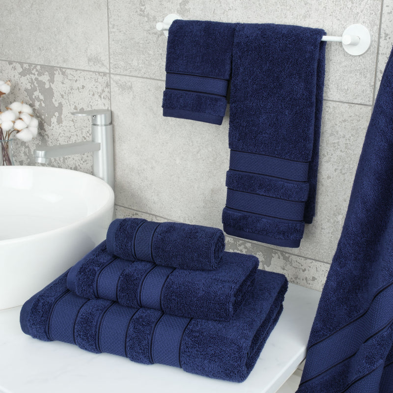 American Soft Linen - Salem 6 Piece Turkish Combed Cotton Luxury Bath Towel Set - 10 Set Case Pack - Navy-Blue - 2