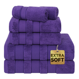 American Soft Linen - Salem 6 Piece Turkish Combed Cotton Luxury Bath Towel Set - 10 Set Case Pack - Purple - 1