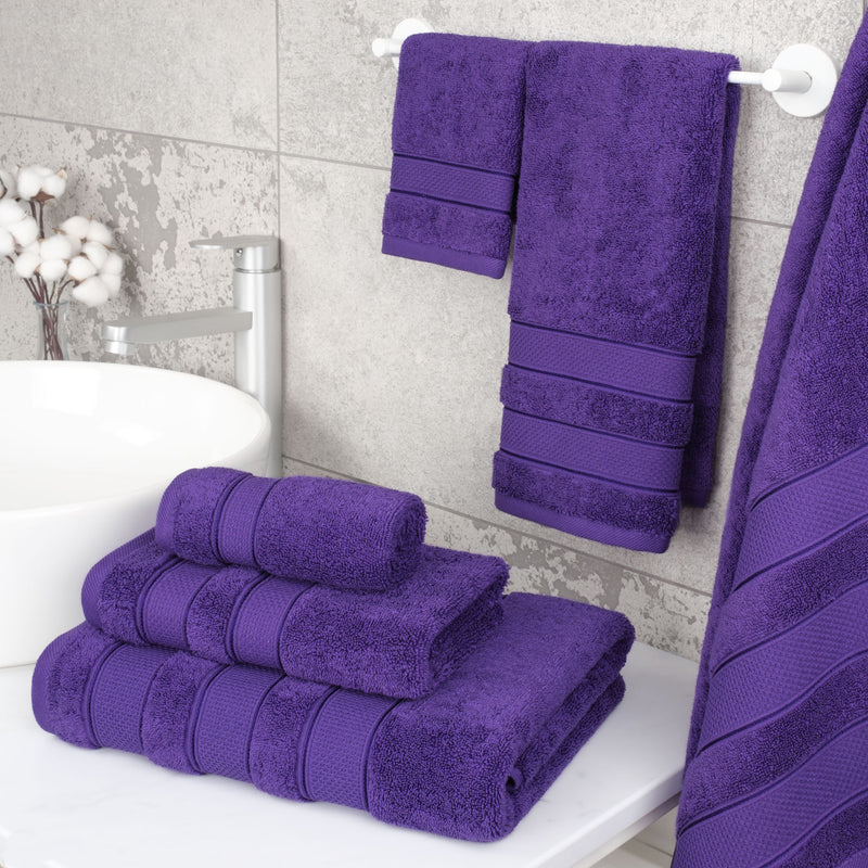 American Soft Linen - Salem 6 Piece Turkish Combed Cotton Luxury Bath Towel Set - 10 Set Case Pack - Purple - 2