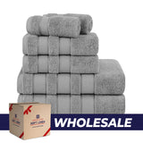 American Soft Linen - Salem 6 Piece Turkish Combed Cotton Luxury Bath Towel Set - 10 Set Case Pack - Rockridge-Gray - 0