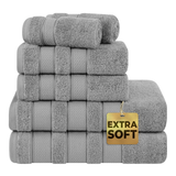 American Soft Linen - Salem 6 Piece Turkish Combed Cotton Luxury Bath Towel Set - 10 Set Case Pack - Rockridge-Gray - 1