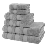 American Soft Linen - Salem 6 Piece Turkish Combed Cotton Luxury Bath Towel Set - 10 Set Case Pack - Rockridge-Gray - 5