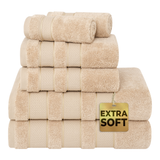 American Soft Linen - Salem 6 Piece Turkish Combed Cotton Luxury Bath Towel Set - 10 Set Case Pack - Sand-Taupe - 1