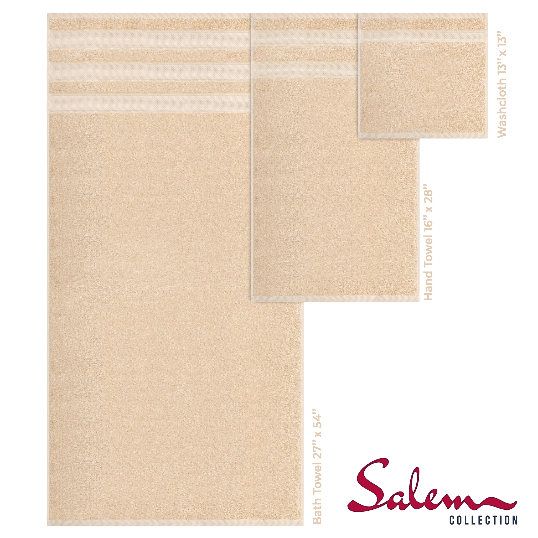 American Soft Linen - Salem 6 Piece Turkish Combed Cotton Luxury Bath Towel Set - 10 Set Case Pack - Sand-Taupe - 4
