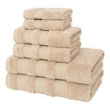 American Soft Linen - Salem 6 Piece Turkish Combed Cotton Luxury Bath Towel Set - 10 Set Case Pack - Sand-Taupe - 5