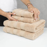 American Soft Linen - Salem 6 Piece Turkish Combed Cotton Luxury Bath Towel Set - 10 Set Case Pack - Sand-Taupe - 6