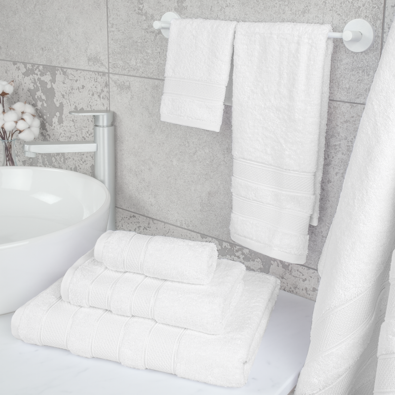 American Soft Linen - Salem 6 Piece Turkish Combed Cotton Luxury Bath Towel Set - 10 Set Case Pack - White - 2