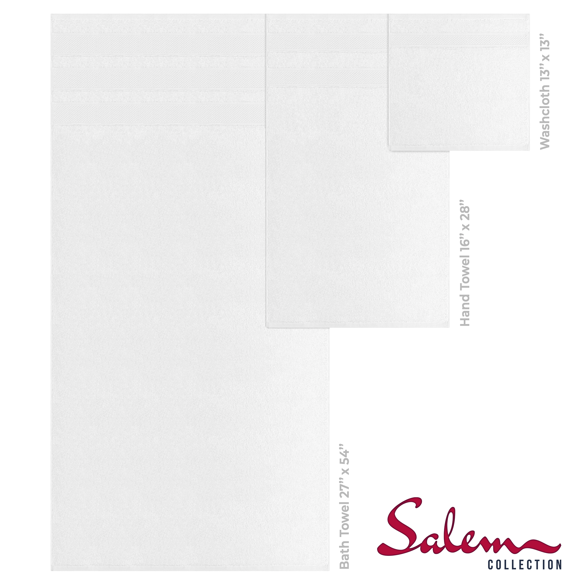 American Soft Linen - Salem 6 Piece Turkish Combed Cotton Luxury Bath Towel Set - 10 Set Case Pack - White - 4