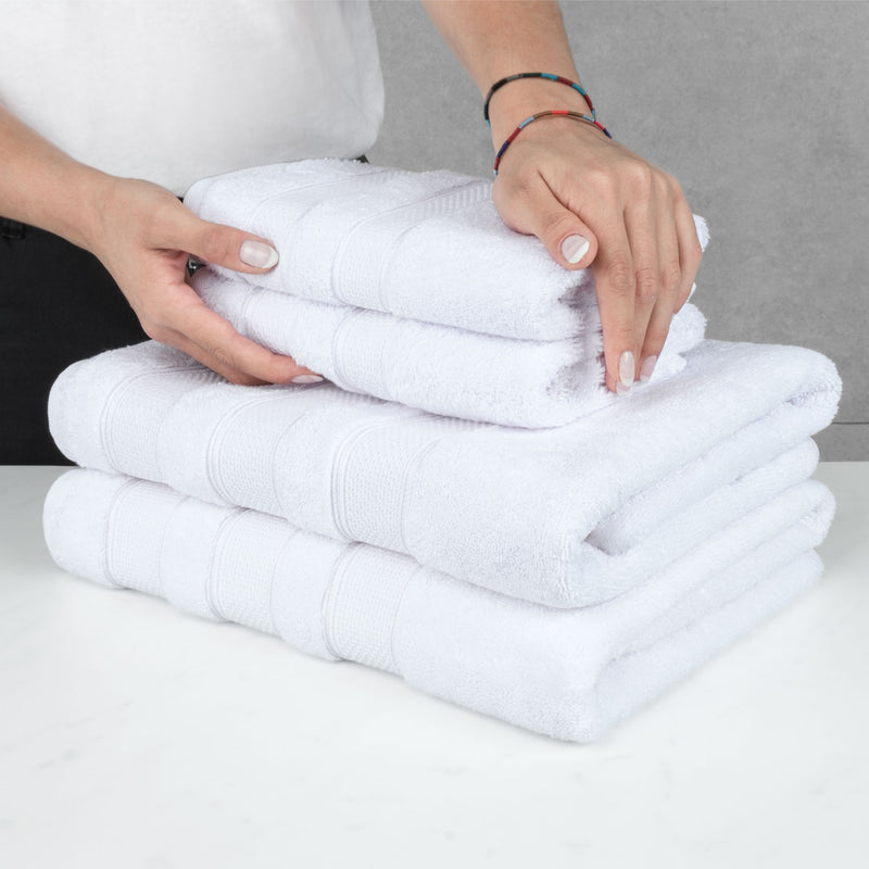 American Soft Linen - Salem 6 Piece Turkish Combed Cotton Luxury Bath Towel Set - 10 Set Case Pack - White - 5