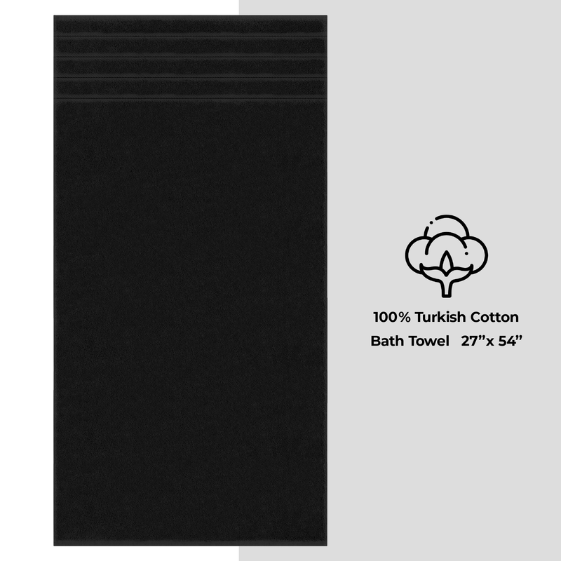 American Soft Linen - Single Piece Turkish Cotton Bath Towels - Black - 1