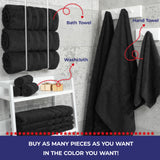 American Soft Linen - Single Piece Turkish Cotton Bath Towels - Black - 4
