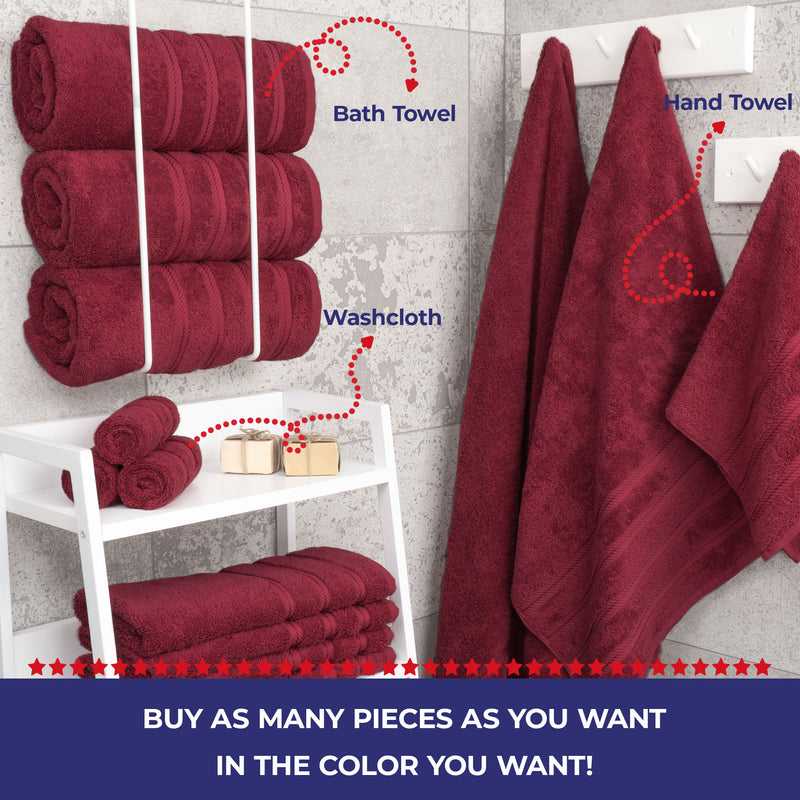 American Soft Linen - Single Piece Turkish Cotton Bath Towels - Bordeaux-Red - 4