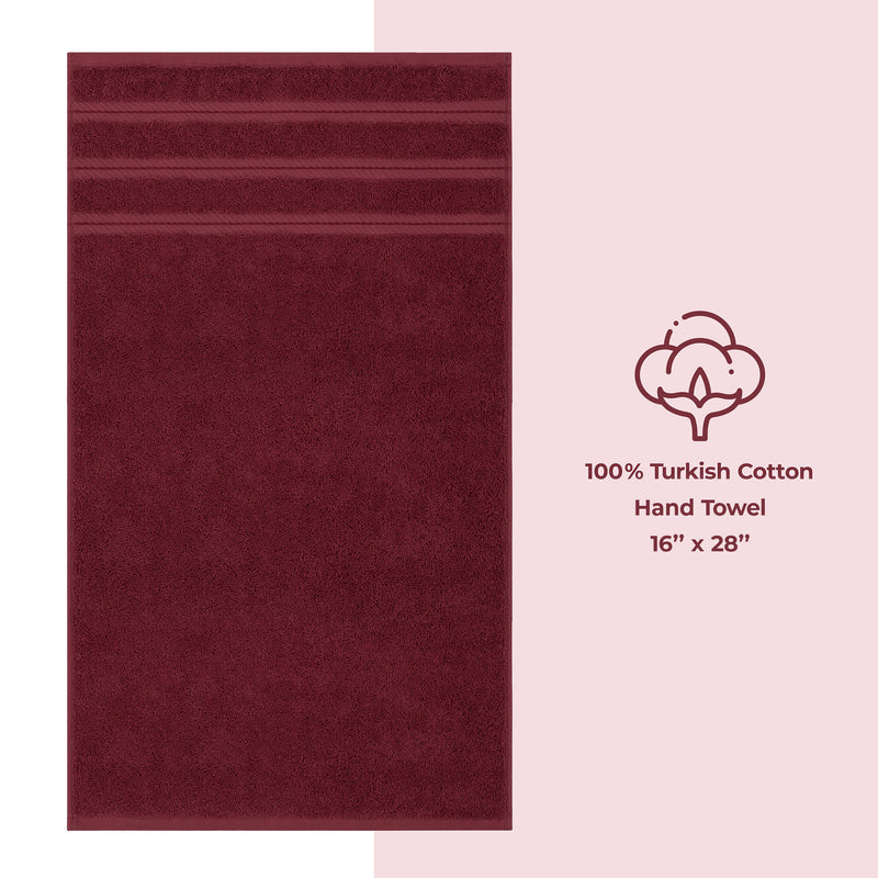 American Soft Linen - Single Piece Turkish Cotton Hand Towels - Bordeaux-Red - 1