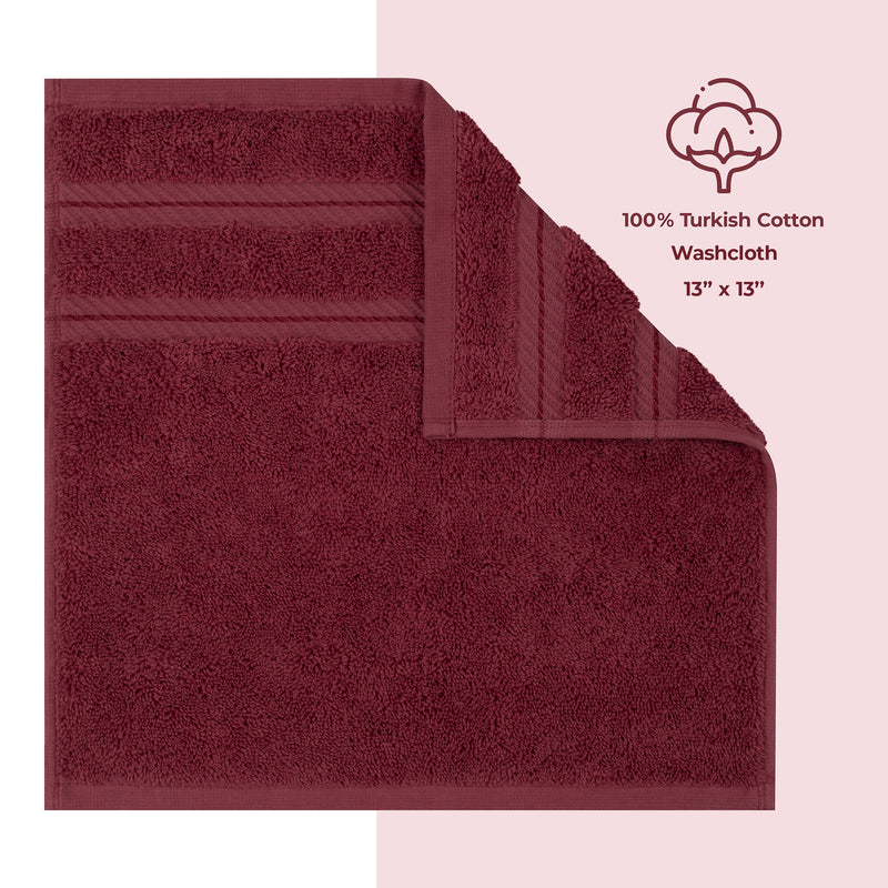 American Soft Linen - Single Piece Turkish Cotton Washcloth Towels - Bordeaux-Red - 1