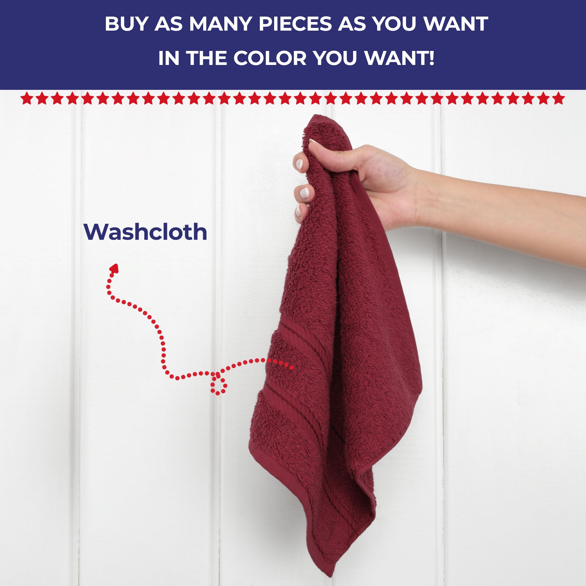 American Soft Linen - Single Piece Turkish Cotton Washcloth Towels - Bordeaux-Red - 2