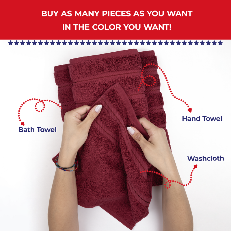 American Soft Linen - Single Piece Turkish Cotton Washcloth Towels - Bordeaux-Red - 4