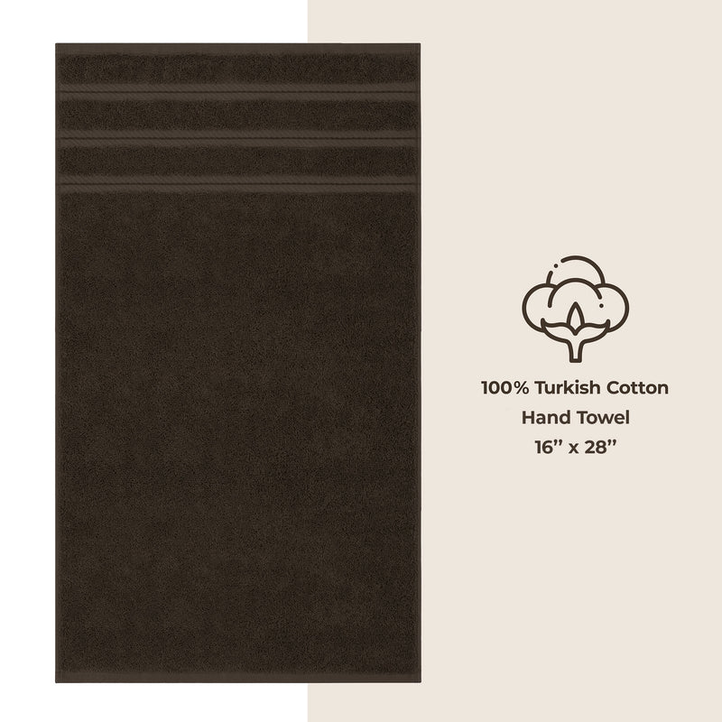 American Soft Linen - Single Piece Turkish Cotton Hand Towels - Chocolate-Brown - 1