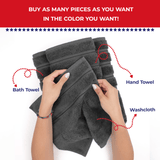 American Soft Linen - Single Piece Turkish Cotton Washcloth Towels - Gray - 4