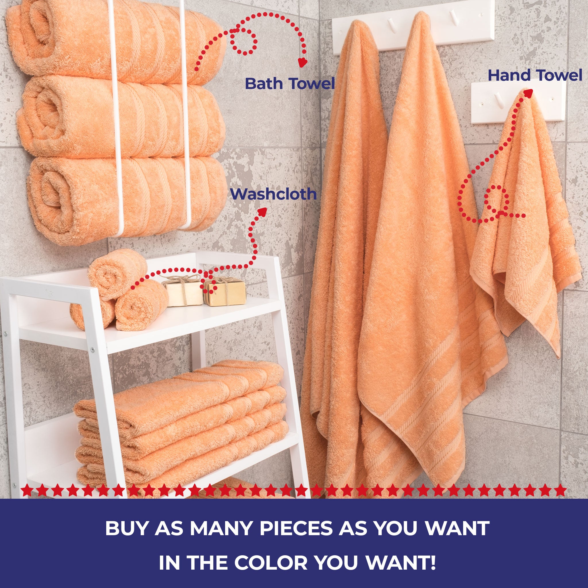 American Soft Linen - Single Piece Turkish Cotton Bath Towels - Malibu-Peach - 4