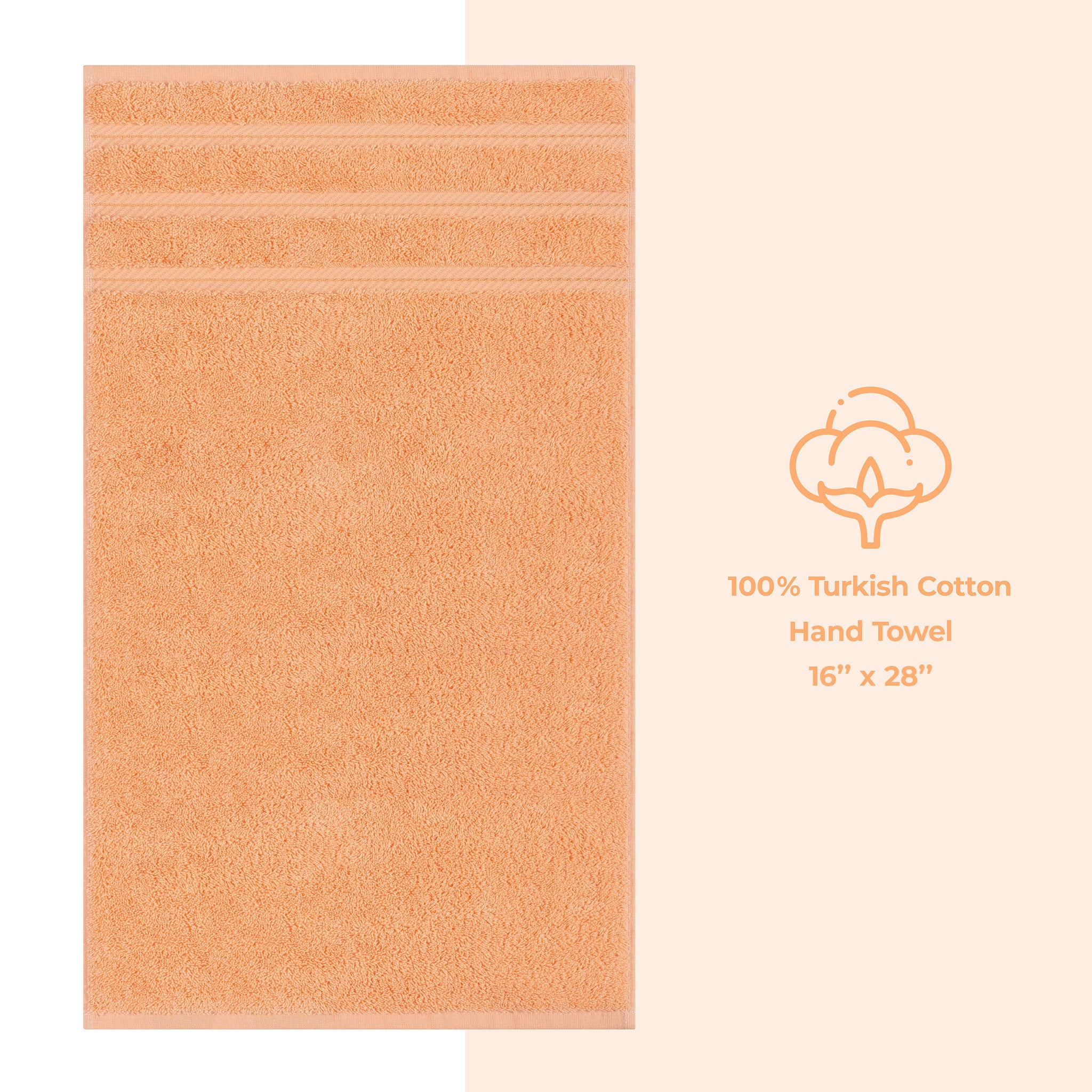 American Soft Linen - Single Piece Turkish Cotton Hand Towels - Malibu-Peach - 1