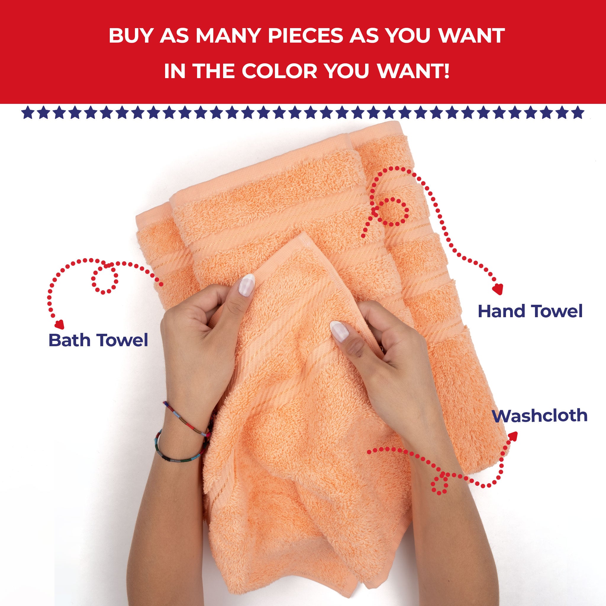American Soft Linen - Single Piece Turkish Cotton Washcloth Towels - Malibu-Peach - 4