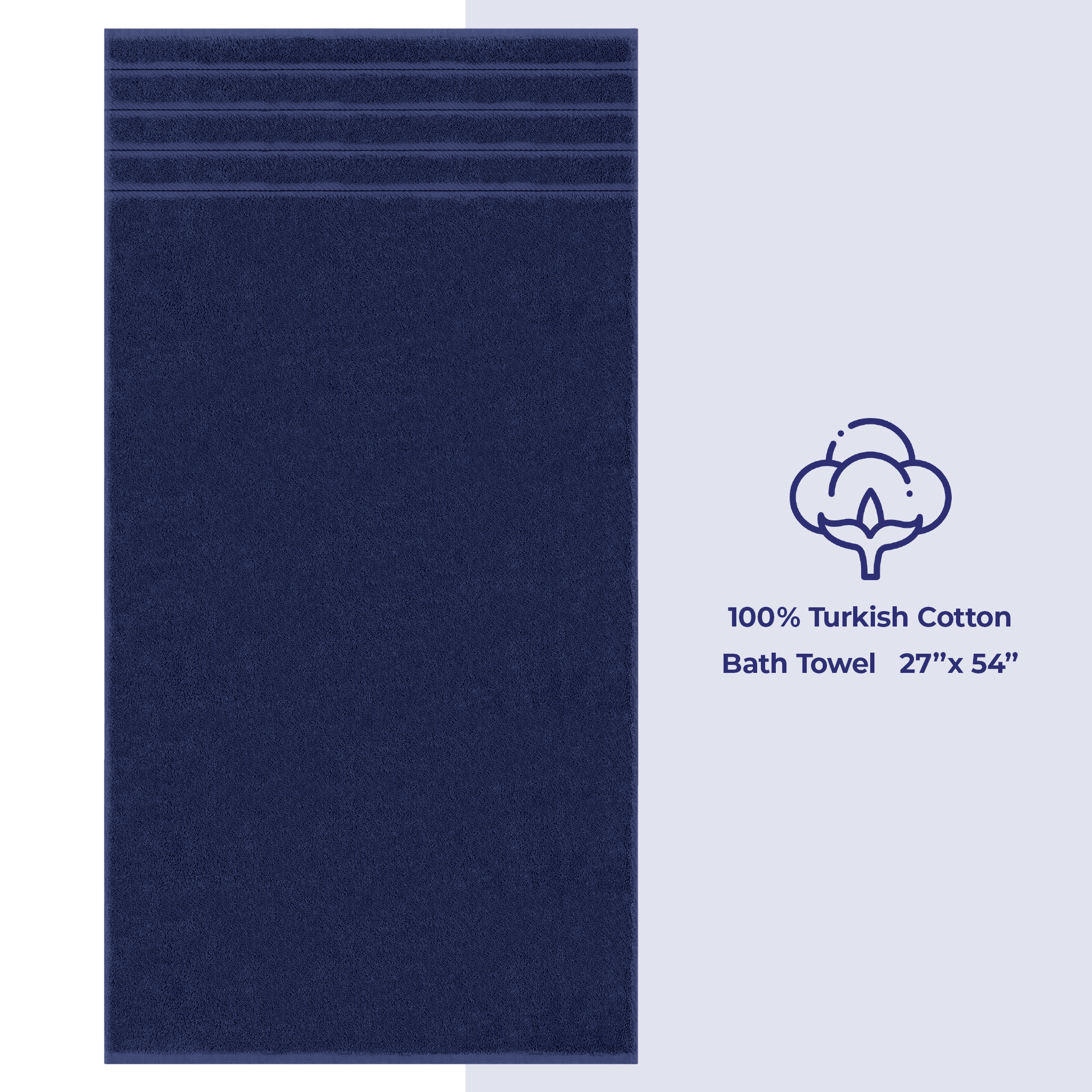 American Soft Linen - Single Piece Turkish Cotton Bath Towels - Navy-Blue - 1