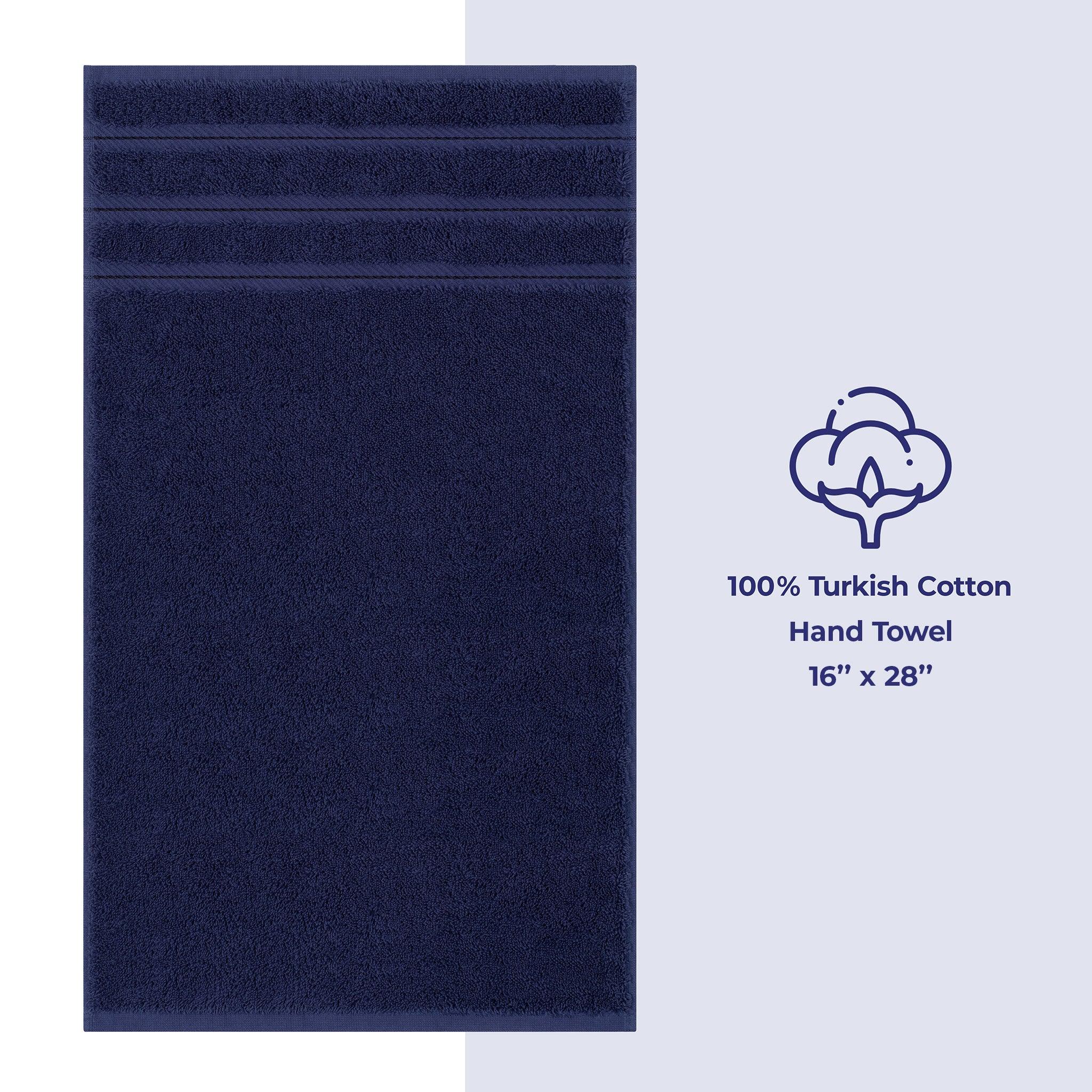 American Soft Linen - Single Piece Turkish Cotton Hand Towels - Navy-Blue - 1