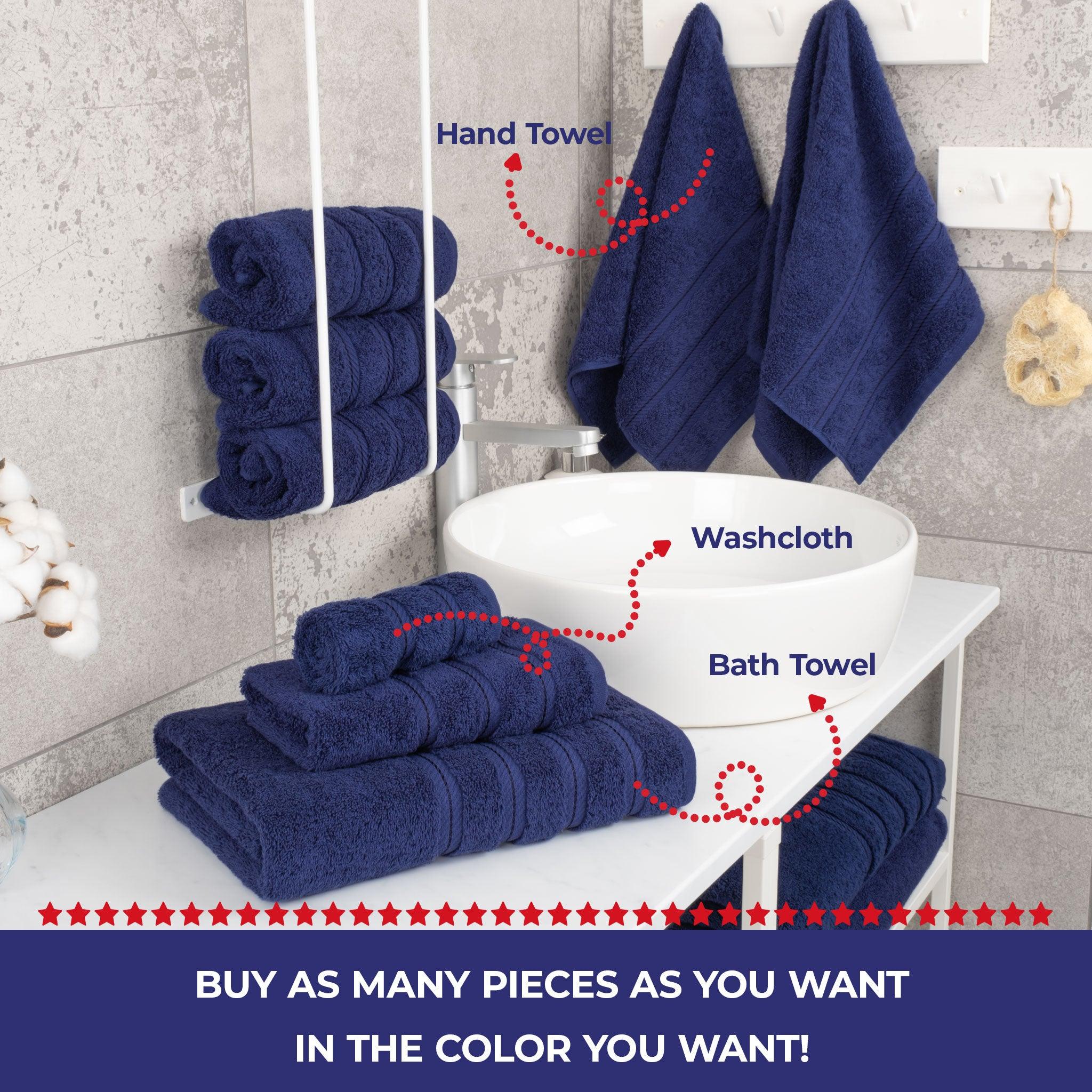 American Soft Linen - Single Piece Turkish Cotton Hand Towels - Navy-Blue - 4