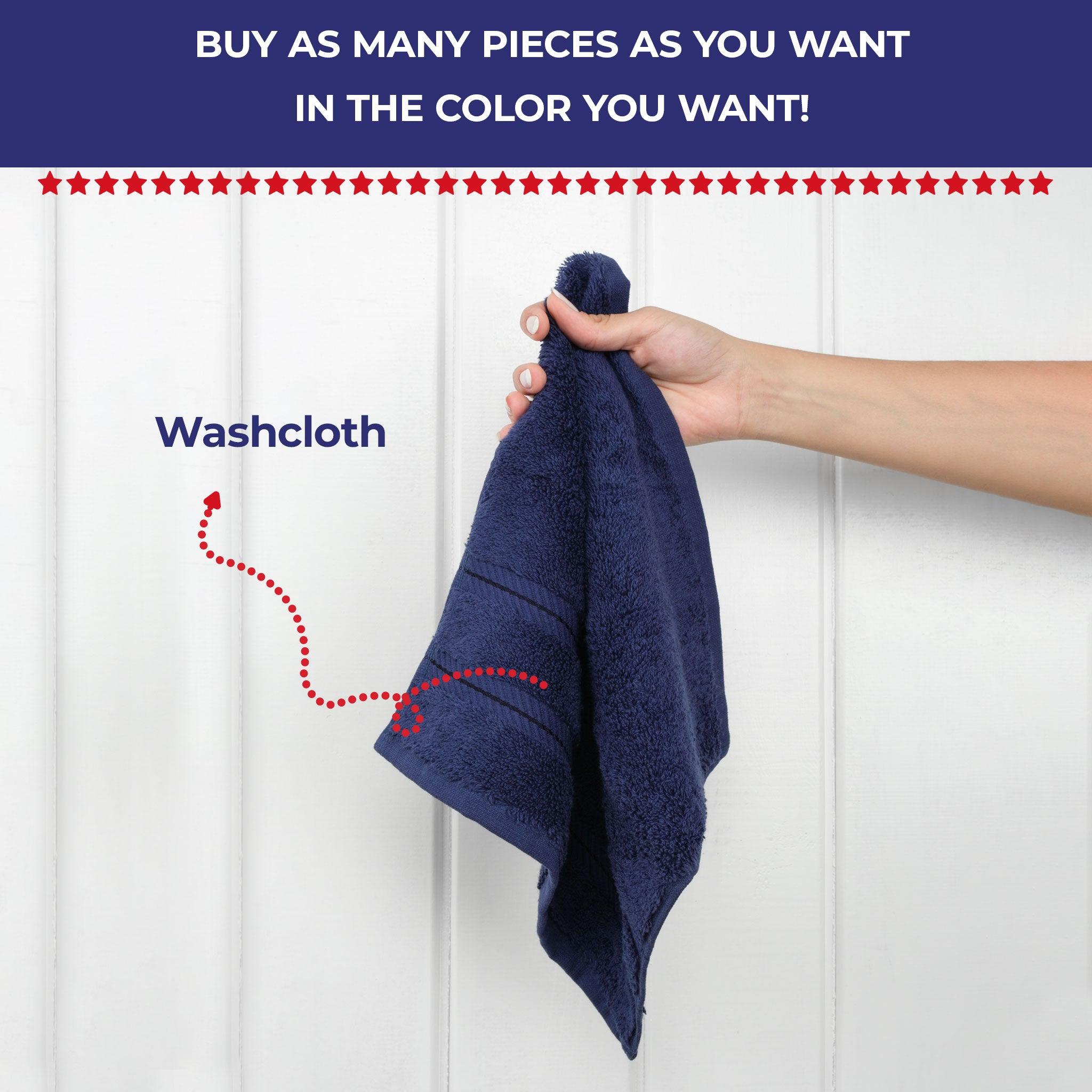 American Soft Linen - Single Piece Turkish Cotton Washcloth Towels - Navy-Blue - 2