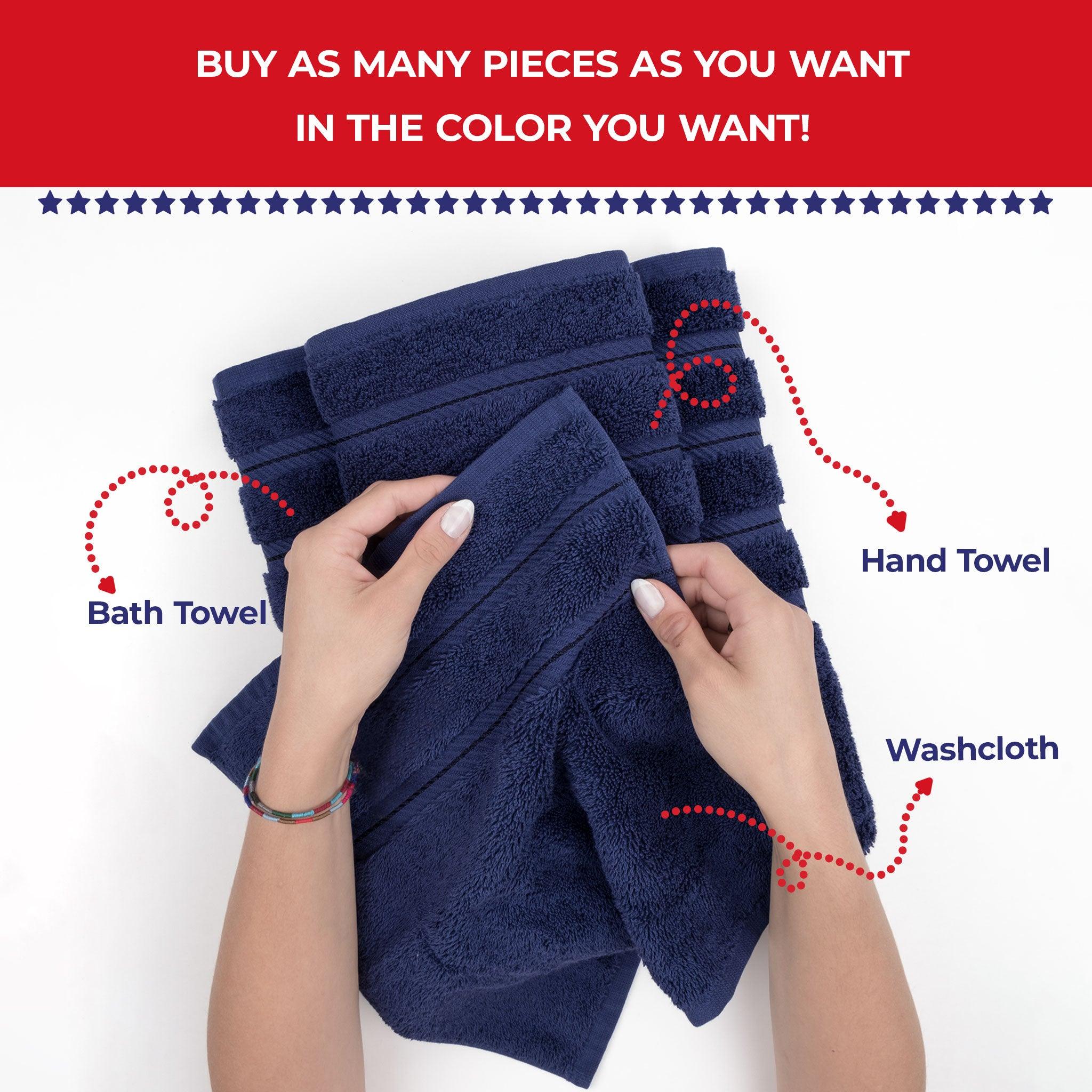 American Soft Linen - Single Piece Turkish Cotton Washcloth Towels - Navy-Blue - 4