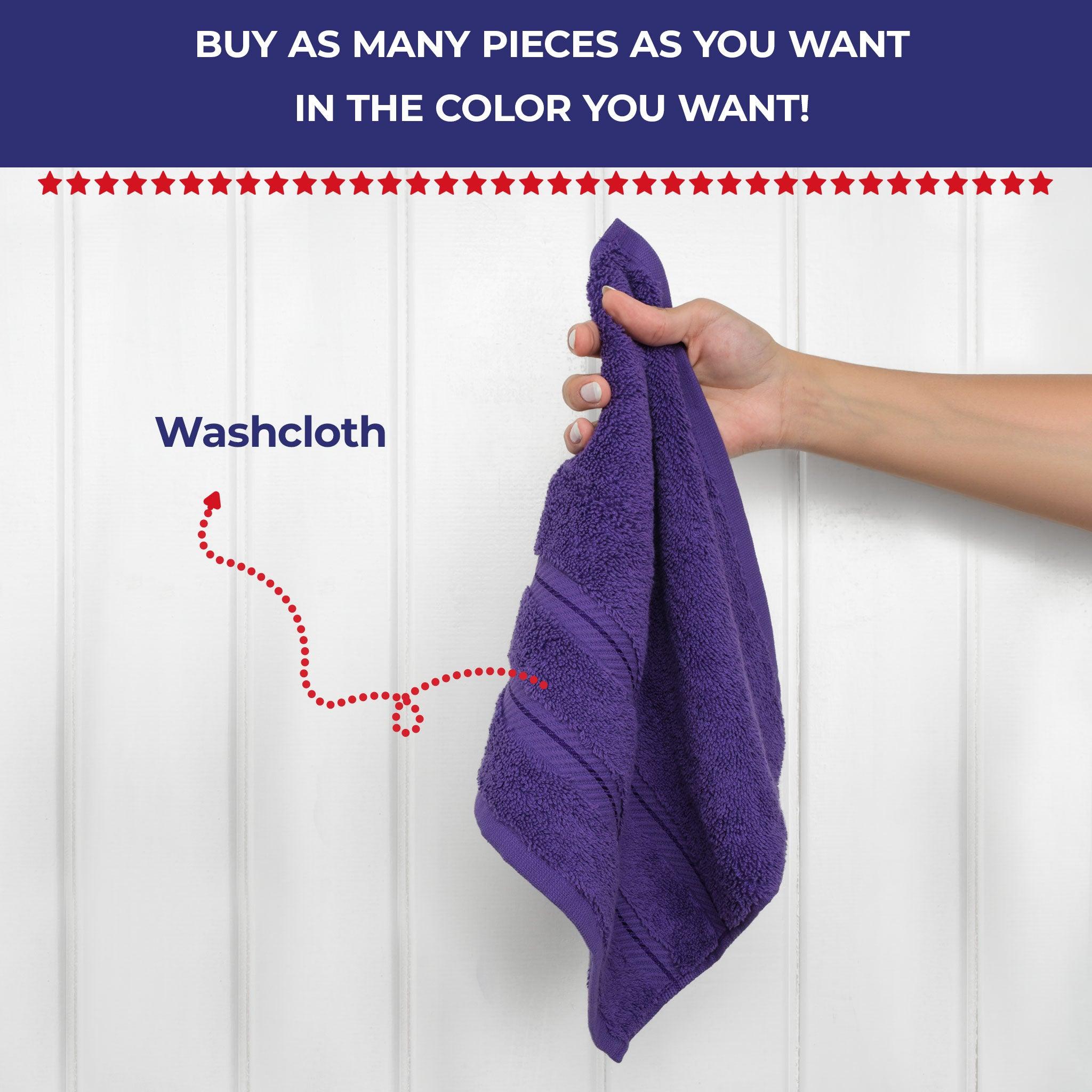 American Soft Linen - Single Piece Turkish Cotton Washcloth Towels - Purple - 2
