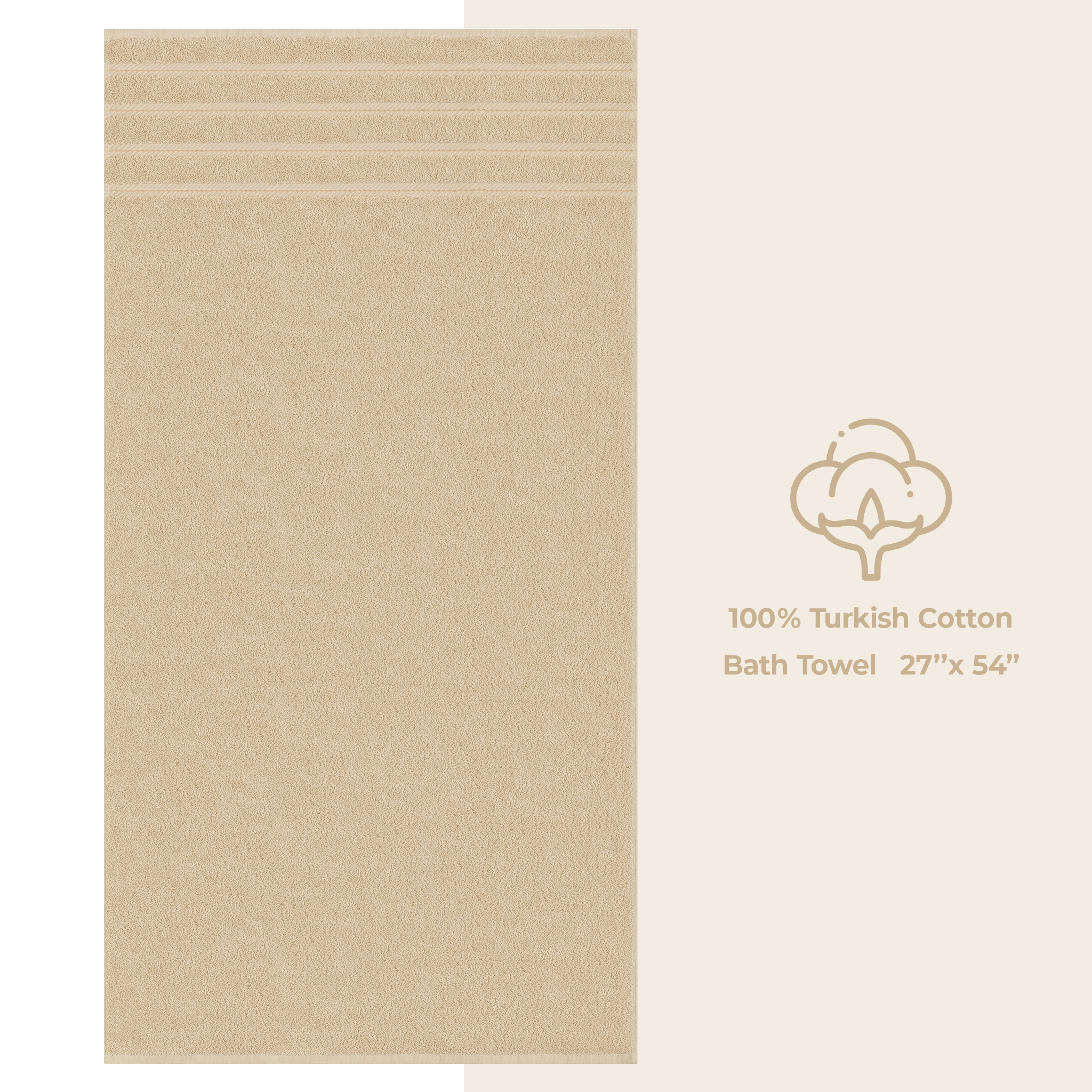 American Soft Linen - Single Piece Turkish Cotton Bath Towels - Sand-Taupe - 1