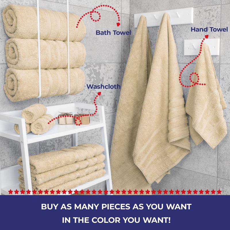 American Soft Linen - Single Piece Turkish Cotton Bath Towels - Sand-Taupe - 4